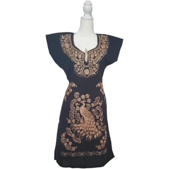 Mexican Embroidered Dress Womens Cotton Traditional Mexican Dress -  www.disolcolor.com